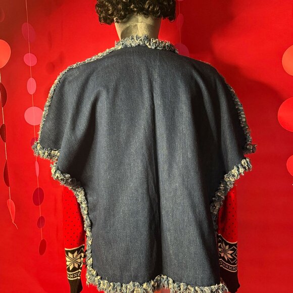 Vintage Artisan Denim Fringe Jacket – 1980s–90s Handmade Boho Statement - Picture 4 of 12